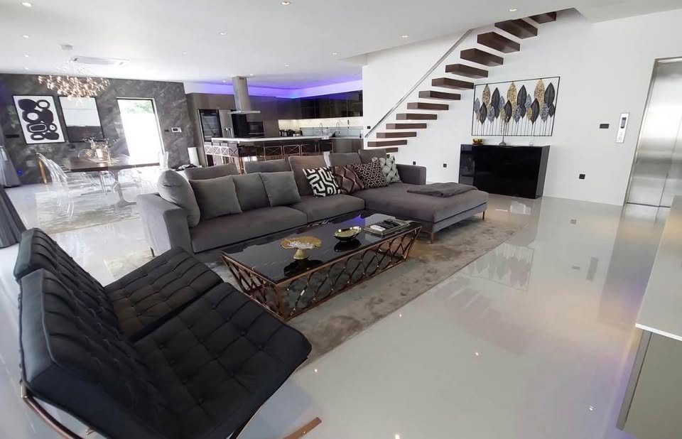 Living room with private elevator