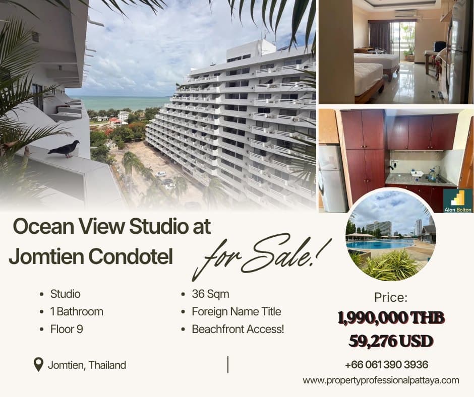 Ocean View Studio Condo For Sale In Jomtien!