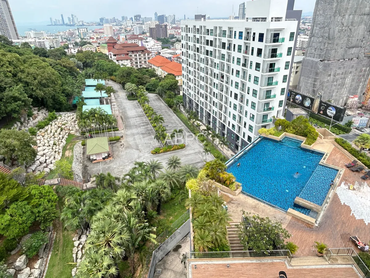 Swimming pool and city view