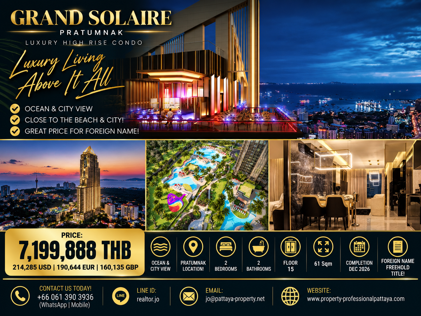 Luxury Ocean View 2 Bed 2 Bath Condo For Sale In South Pattaya!