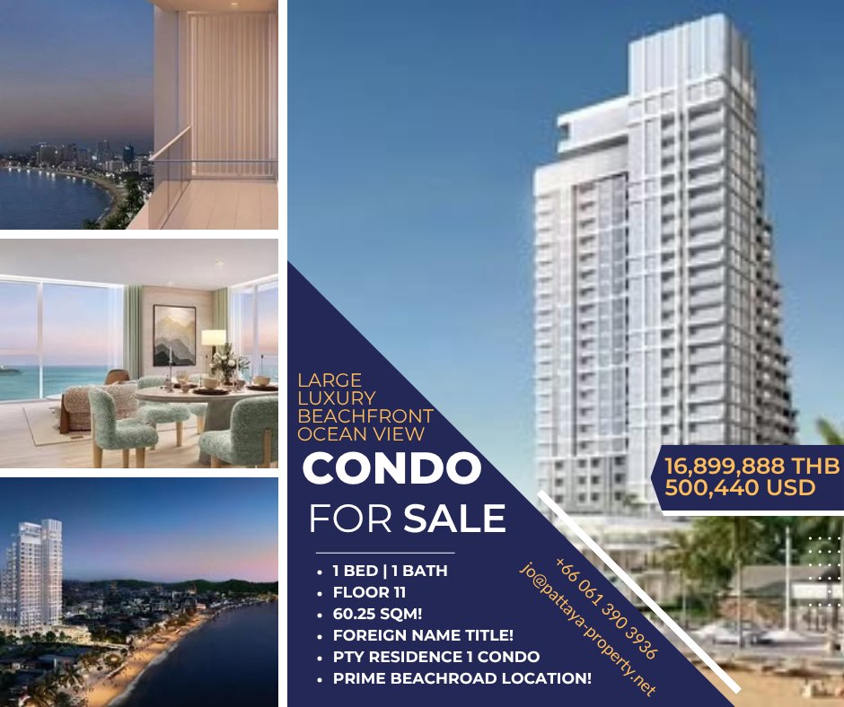 Large Luxury Ocean View 1 Bed 1 Bath Condo For Sale On Pattaya Beachroad at PTY Condo!