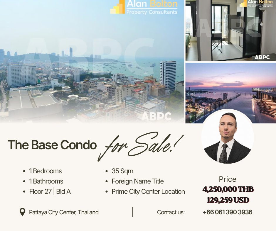 Ocean View 1 Bed 1 Bath Condo For Sale In Pattaya City Center!