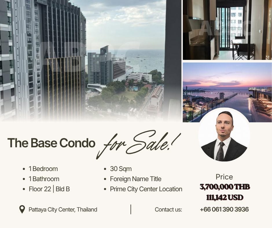 High Floor Ocean View 1 Bed 1 Bath Condo For Sale In Pattaya City Center!