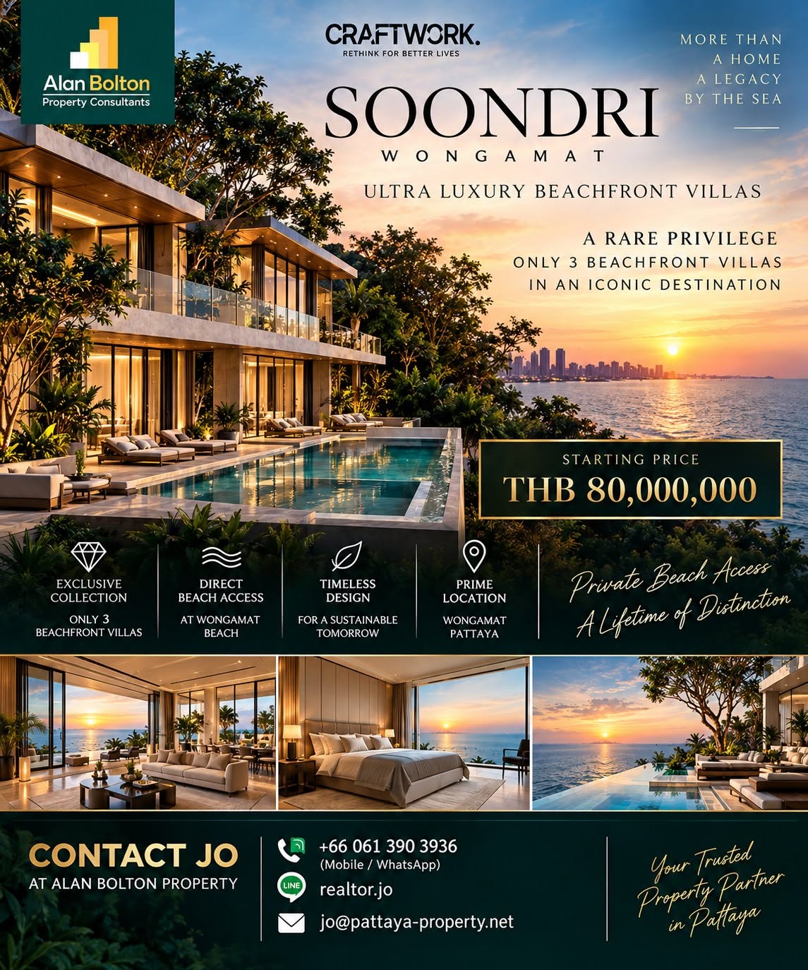 Ultra Luxury Beachfront Ocean View 4 Bed 4 Bath Pool Villa At Wongamat Beach